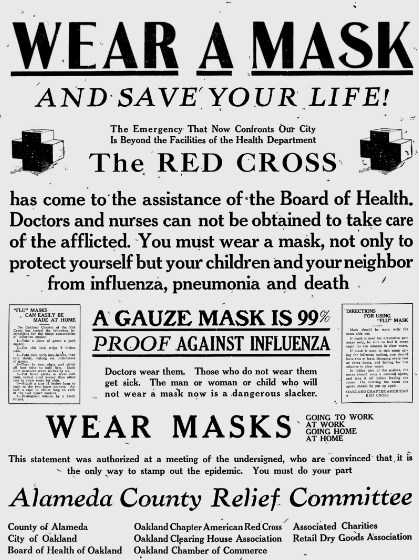 サンフランシスコ市のスペイン風邪パンデミック対策（1918年）で「マスク着用条例」を提唱した予防医学者ウイリアム・C・ハスラー博士（1868～1931 / サンフランシスコ市保健委員会委員長）の名言 [今週の防災格言652]